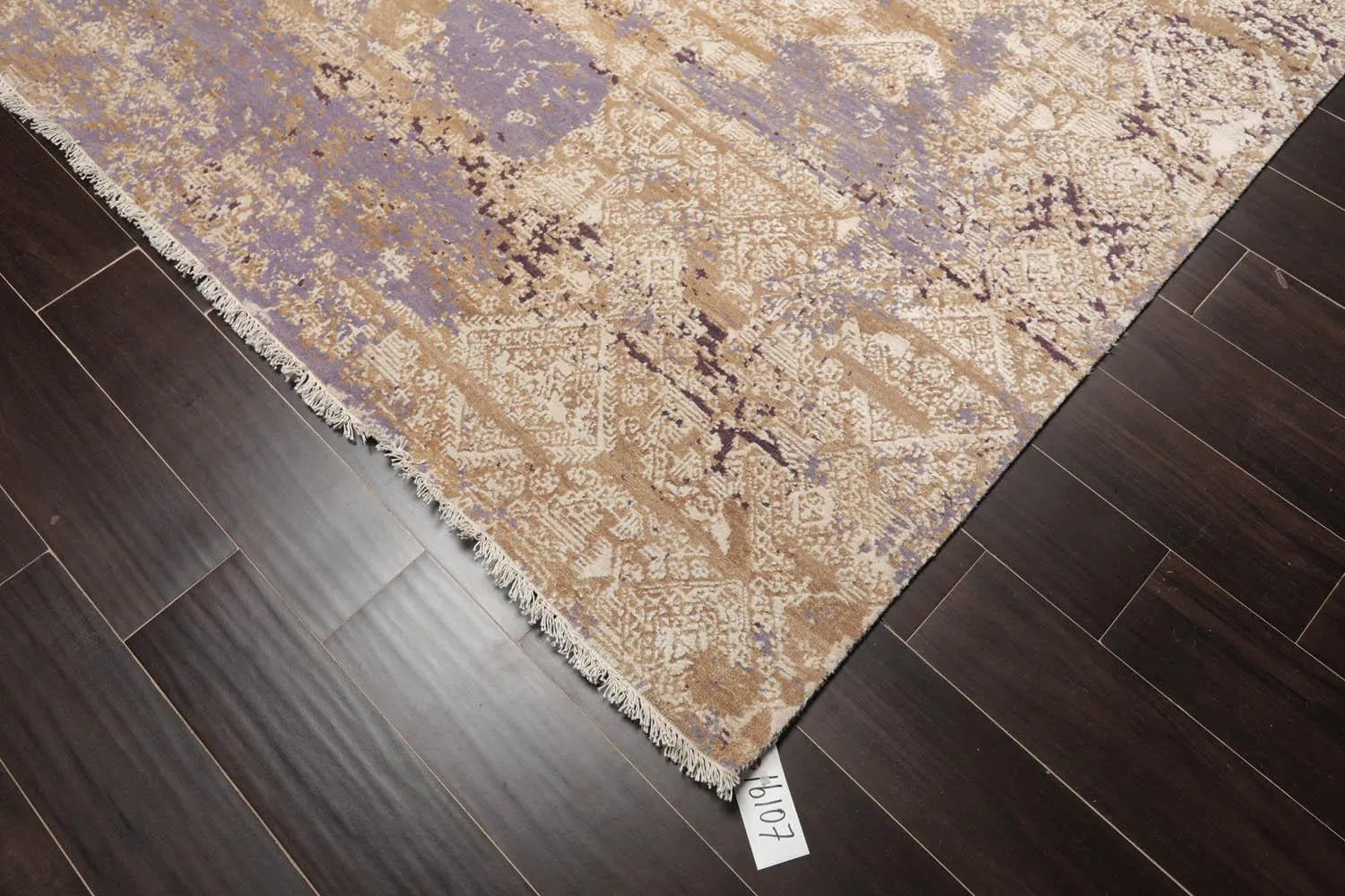 Tibetan 8' x 10' Hand Knotted Wool & Silk Contemporary Sherpa Area Rug Lavender-1