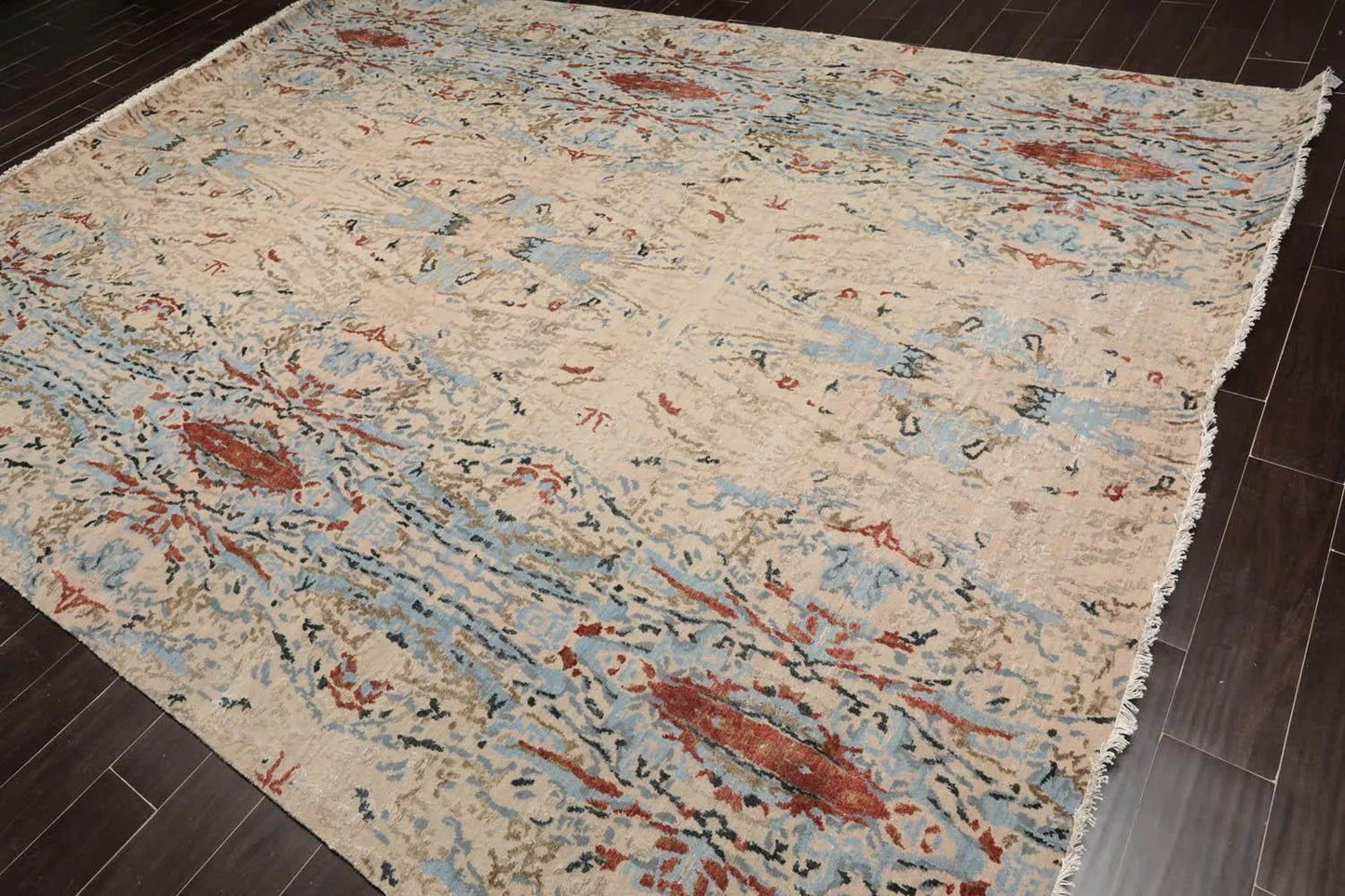 9’ x 12’ Hand Knotted Wool & Silk Modern Sherpa Oriental Area Rug Gray-0