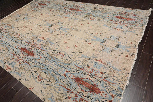 9’ x 12’ Hand Knotted Wool & Silk Modern Sherpa Oriental Area Rug Gray-0