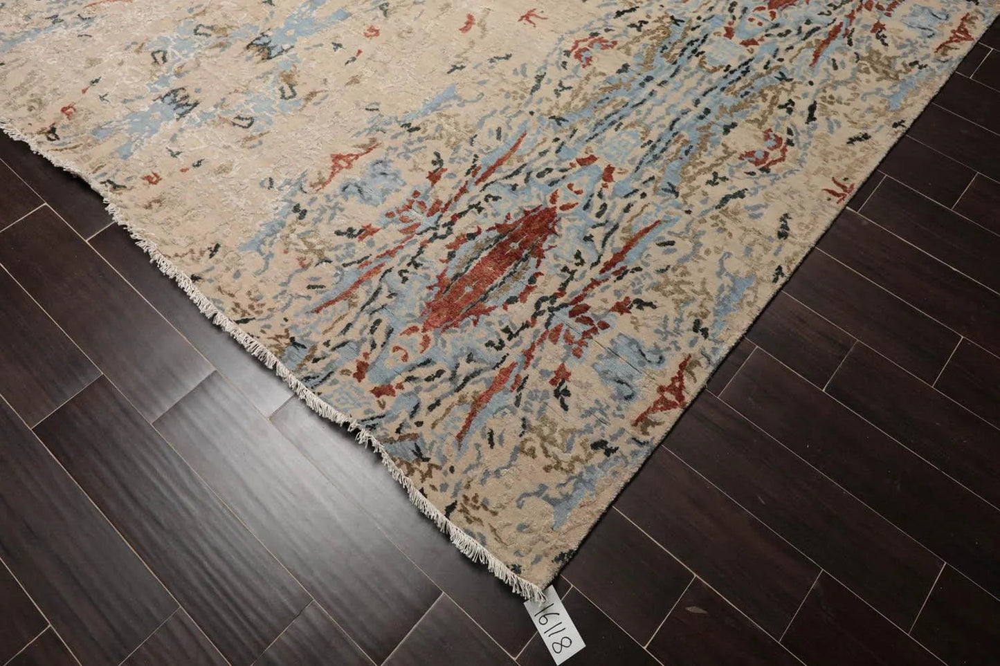9’ x 12’ Hand Knotted Wool & Silk Modern Sherpa Oriental Area Rug Gray-1