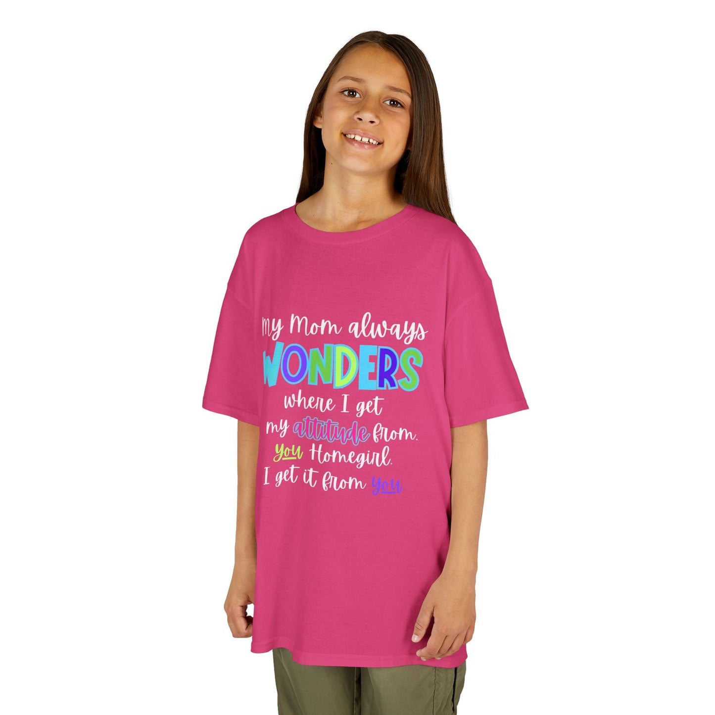 Colorful Kids Tee: 'My Mom Wonders Where I Get My Attitude From' | Fun Gift for Birthdays, Holidays, Everyday Wear, Unique Kids Apparel