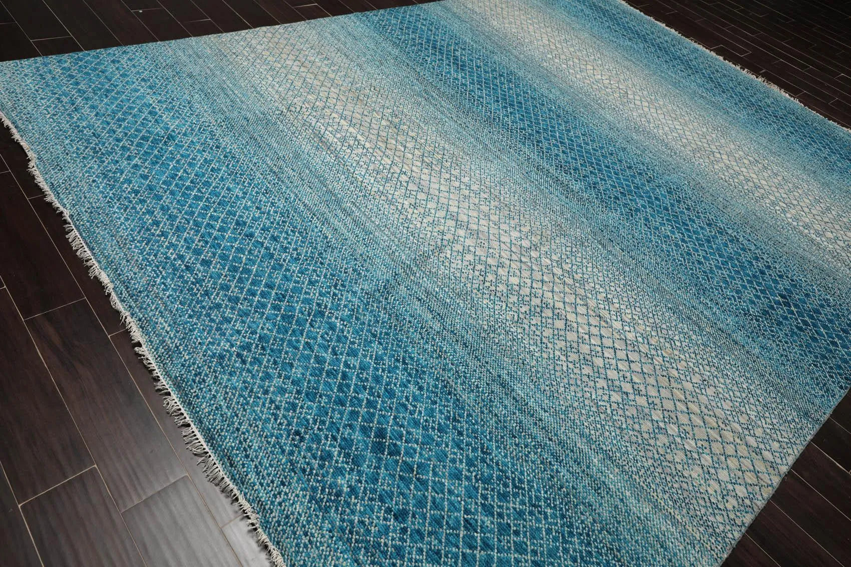 9' x 12' Hand Knotted 100% Wool Contemporary Modern Oriental Area Rug Aqua-1