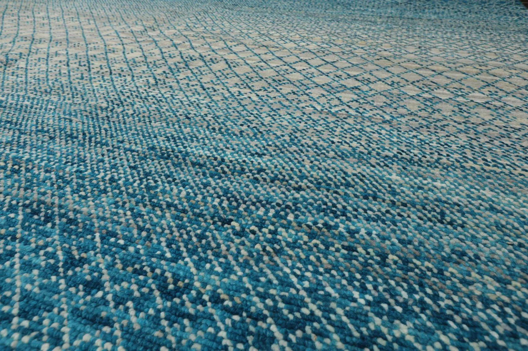 9' x 12' Hand Knotted 100% Wool Contemporary Modern Oriental Area Rug Aqua-4