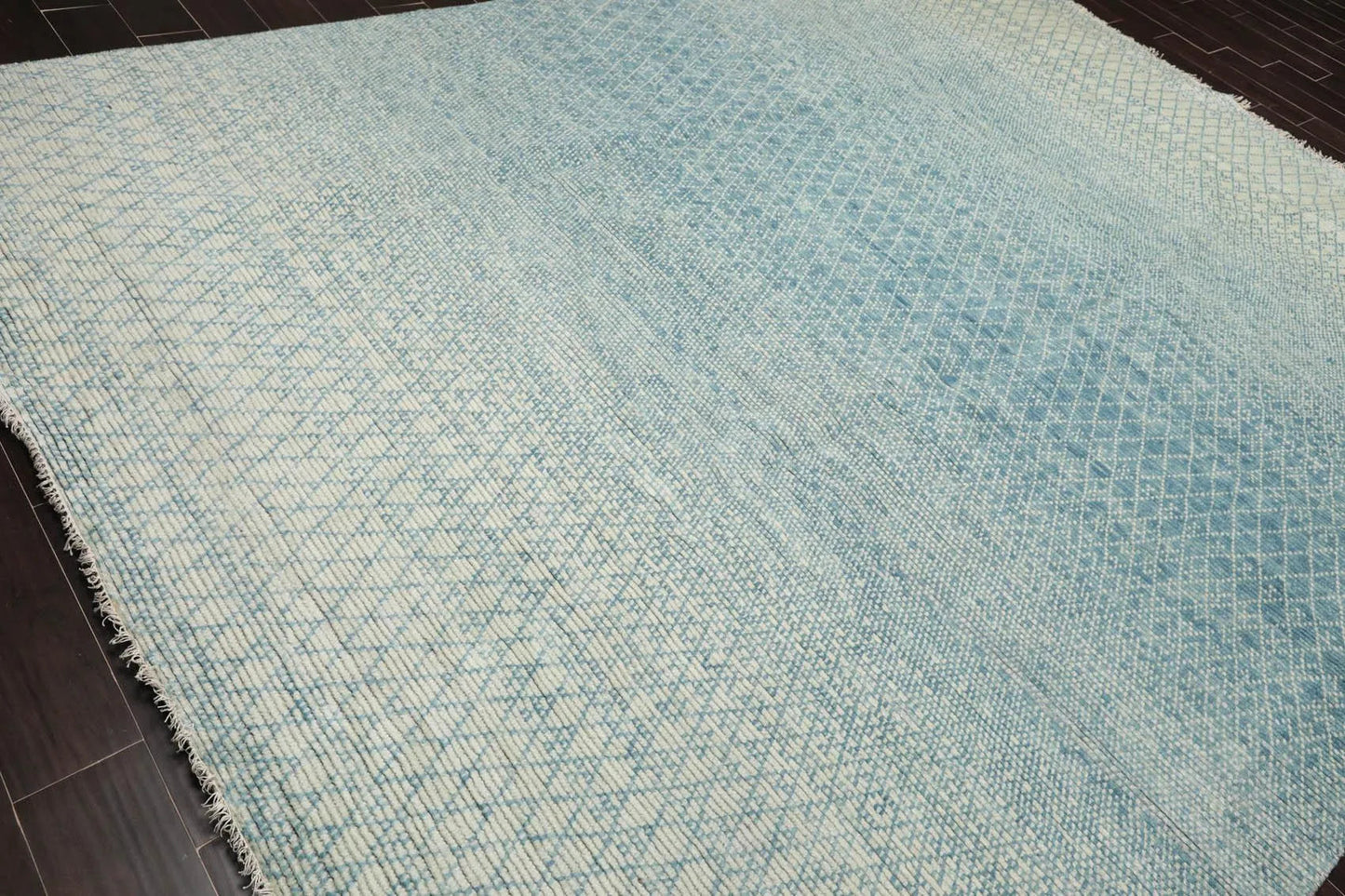 9' x 12' Hand Knotted 100% Wool Contemporary Modern Muted Area Rug Aqua-1