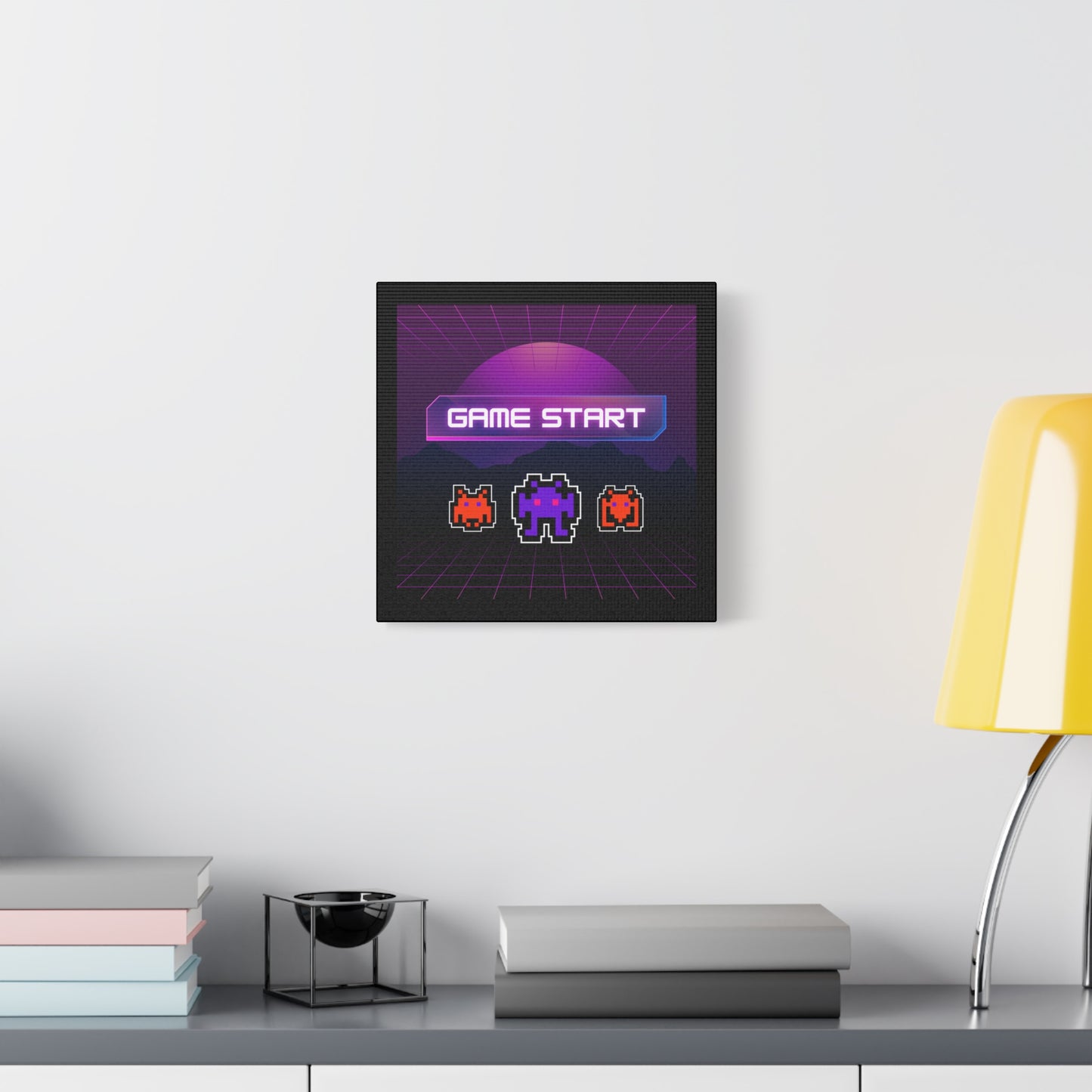Retro Game Start Canvas Art Print | 80s Gaming Wall Decor, Gamer Gift, Pixel Art, Nostalgic Artwork, Home Decor