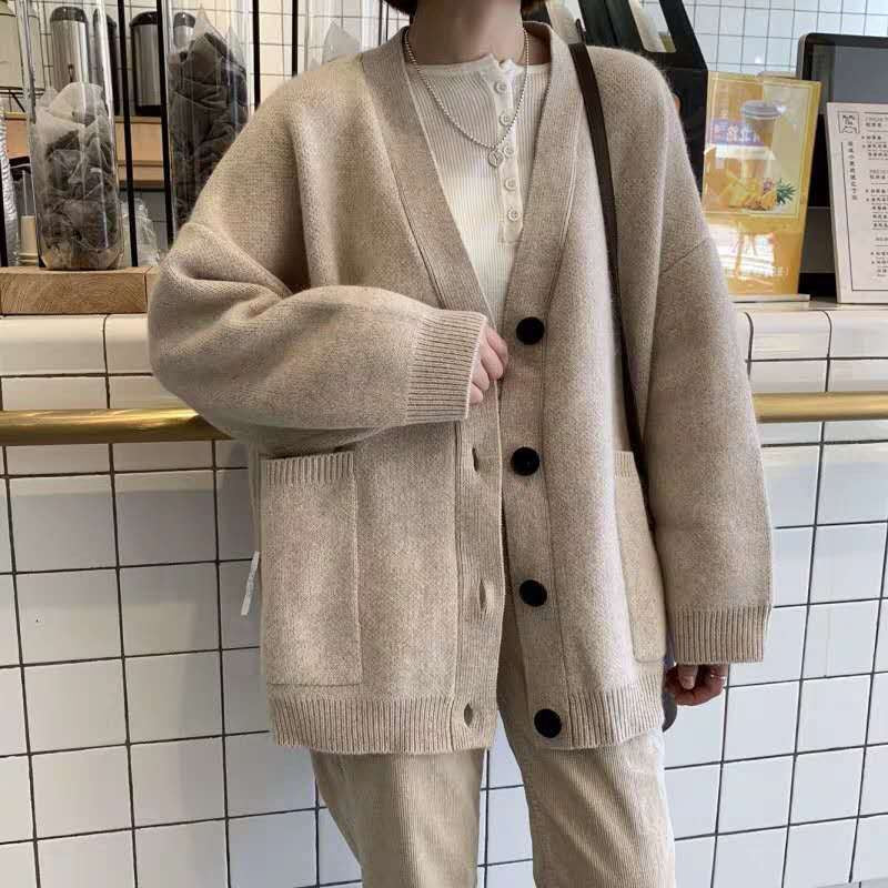 Women's Loose Plus Size Pocket Knitted Sweater Coat