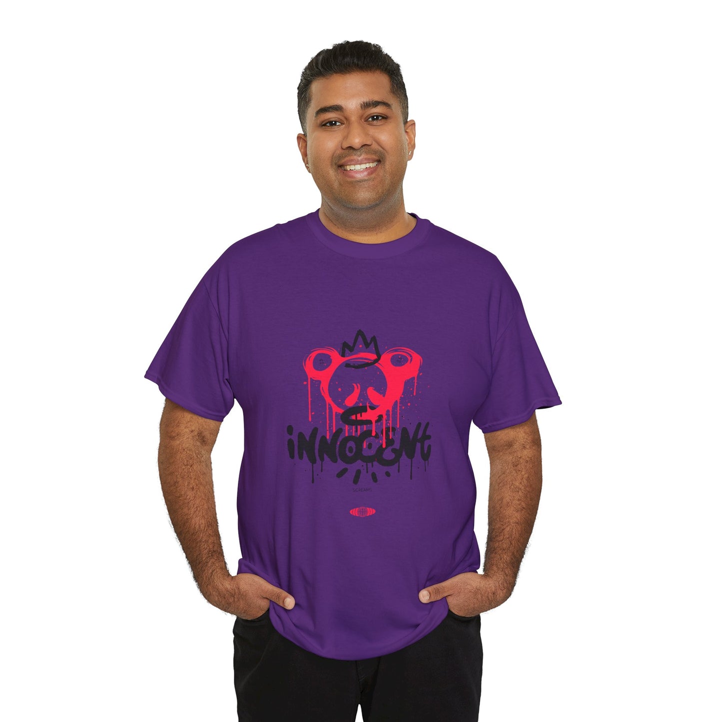 Edgy Graphic Tee: 'Innocent' Design, Urban Fashion, Streetwear, Unisex Cotton T-Shirt, Music Festivals, Casual Wear