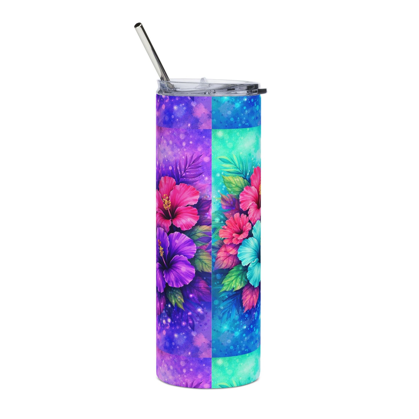 Tropical Hibiscus Floral Tumbler | 20oz Stainless Steel Travel Cup