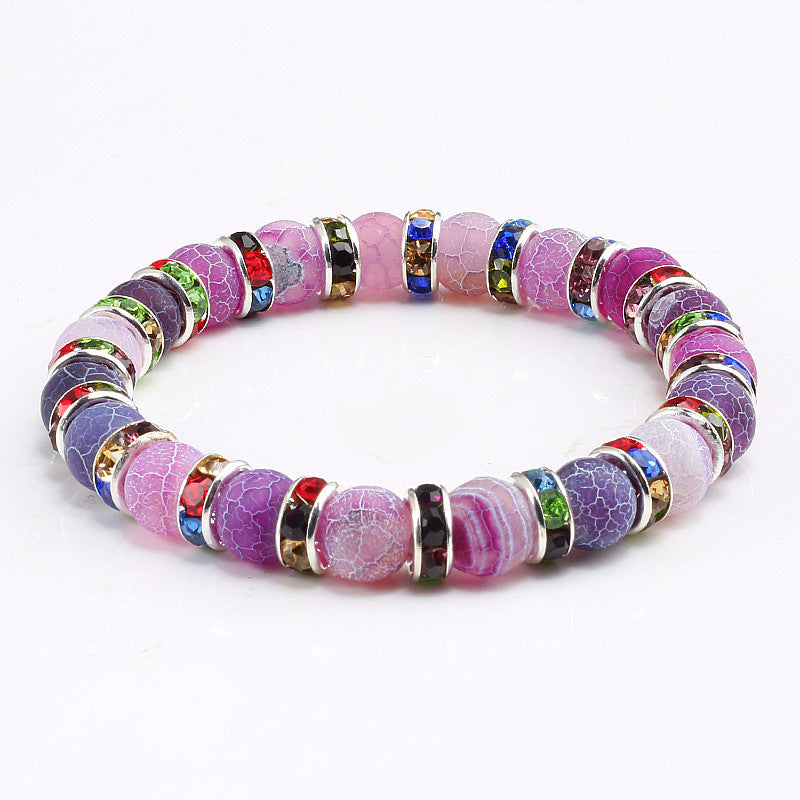 Purple Weathered Gold And Silver Rhinestone Circle Bracelet