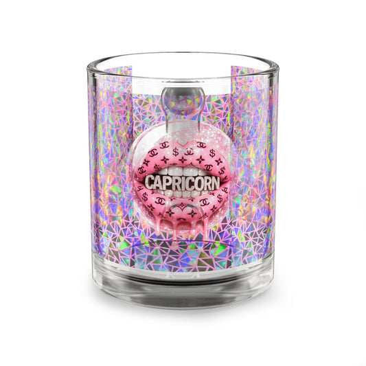 Holographic Capricorn Prism Pattern Glass Mug Iridescent Geometric 10oz