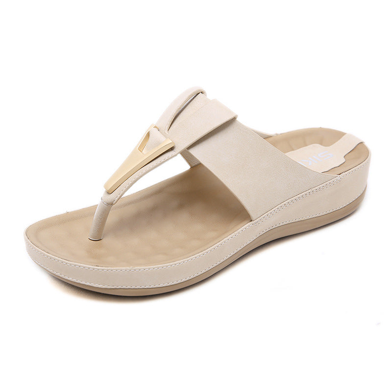 Sandals Women's Cross-Border Metal Plus Size Casual Maternity Slippers