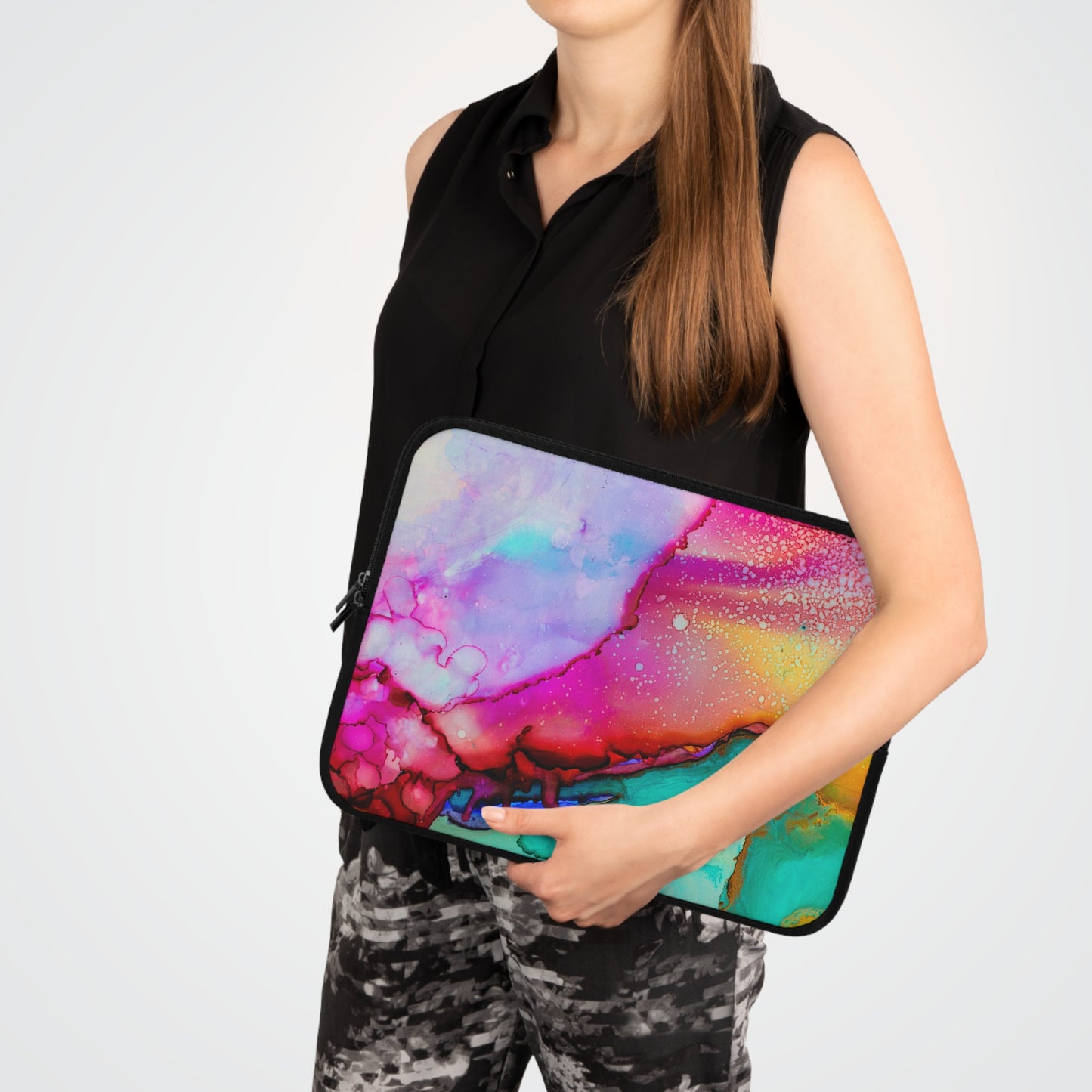 Colorful Abstract Laptop Sleeve, Artistic Tech Case, Creative Computer Bag, Vibrant Gift for Students, Unique Laptop Protector