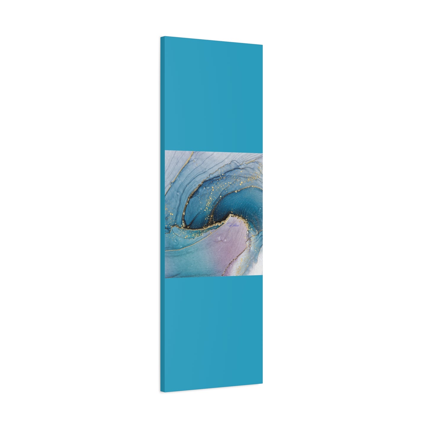 Canvas Wall Art, Abstract Ocean Wave, Modern Decor, Home Office, Gift for Her, Blue Gold Artwork, Living Room Wall Decor