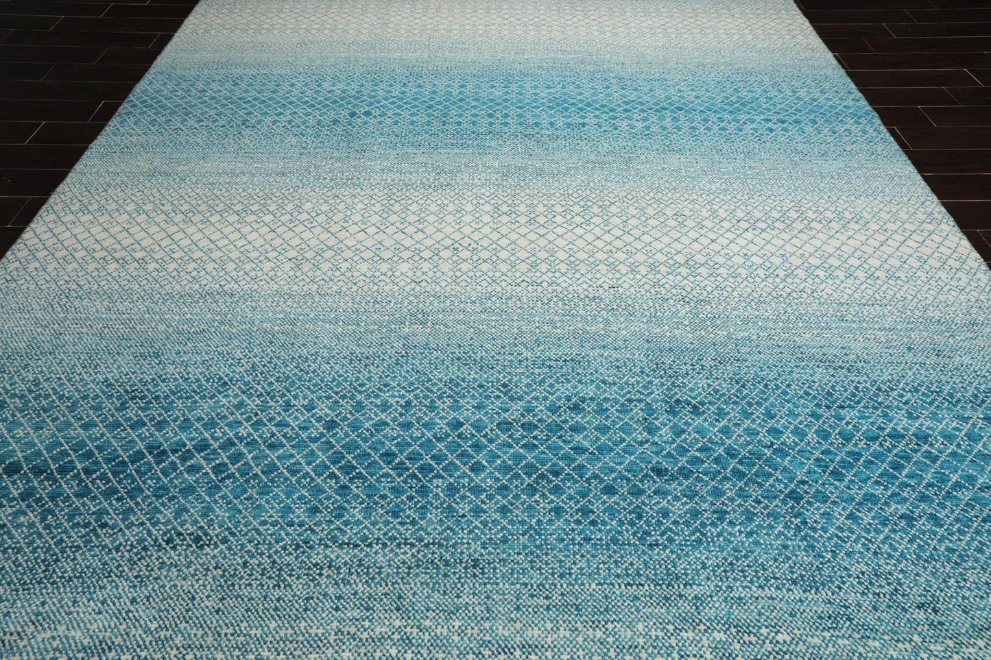 9x12 Hand Knotted 100% Wool Contemporary Modern Oriental Area Rug Ivory Aqua-2