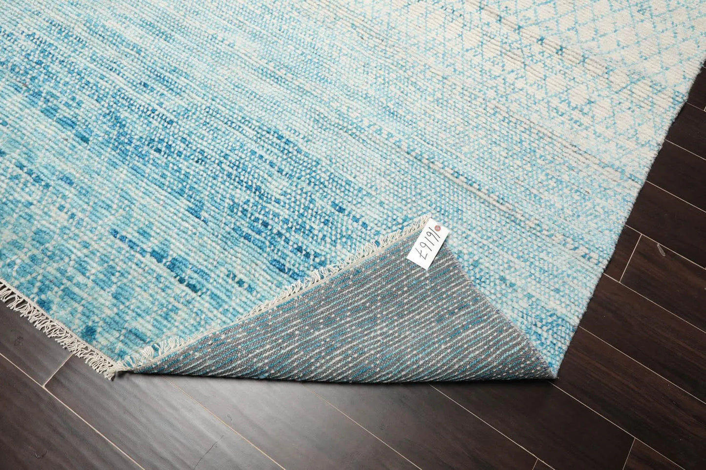 8' x 10' Hand Knotted 100% Wool Contemporary Modern Area Rug Ivory Aqua-3