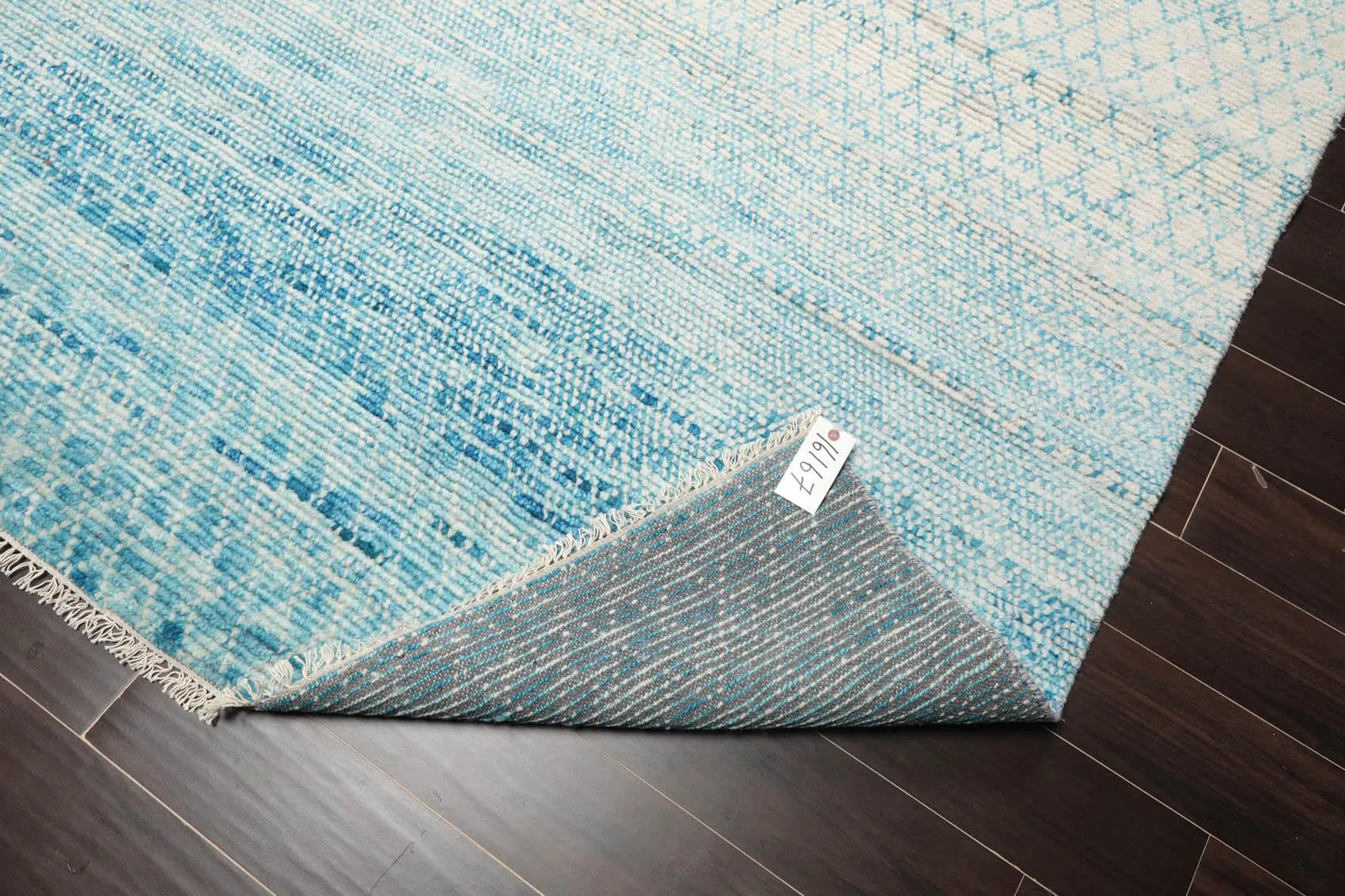 8' x 10' Hand Knotted 100% Wool Contemporary Modern Area Rug Ivory Aqua-3