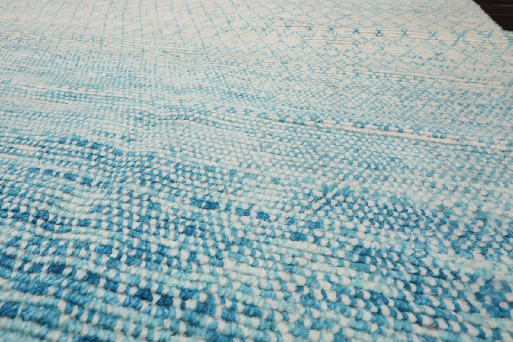 8' x 10' Hand Knotted 100% Wool Contemporary Modern Area Rug Ivory Aqua-4