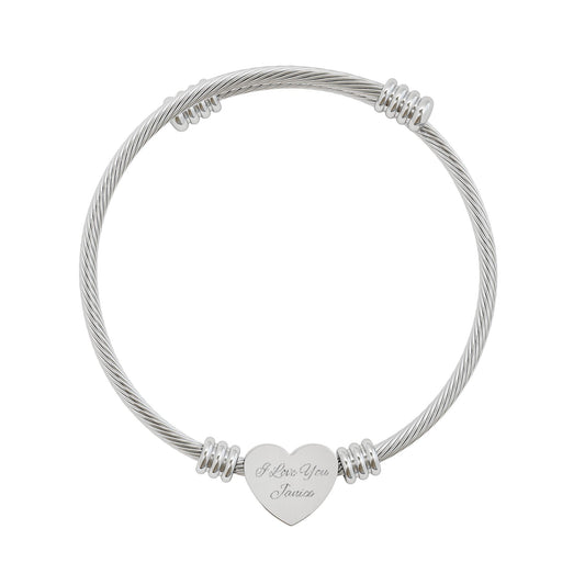 Customized Heart Cuff Bracelet (Engraving) - Add your name!