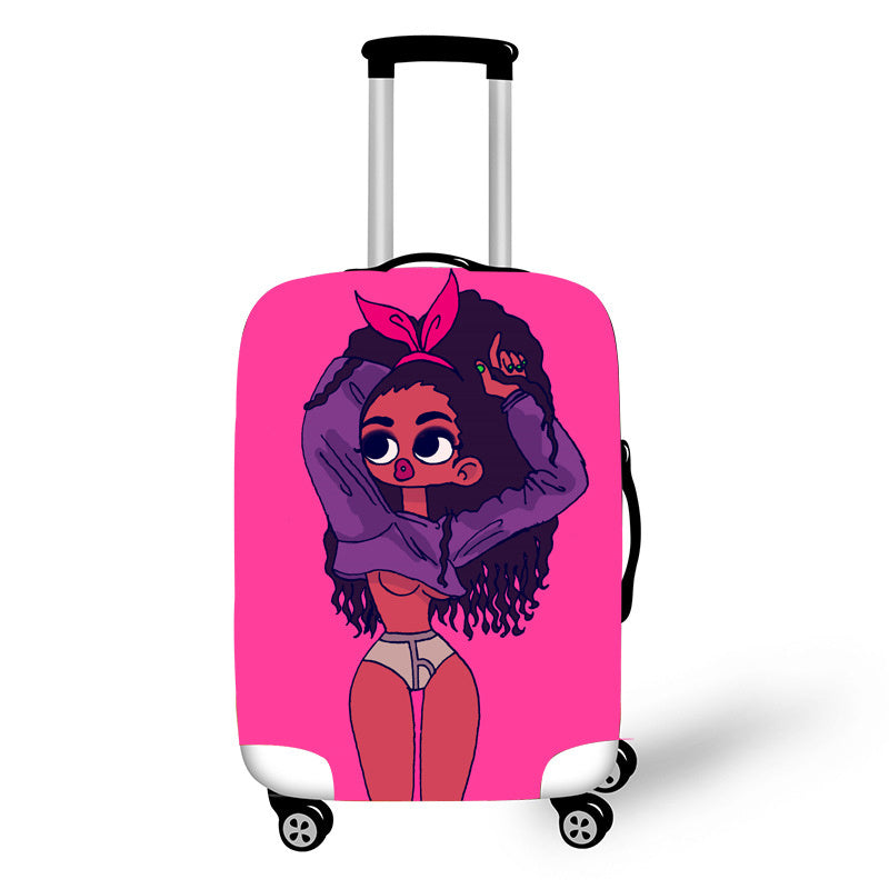African Art Girl Travel Accessories Luggage Cover Suitcase Protection Baggage Dust Cover Stretch Fabrics 18-30inch