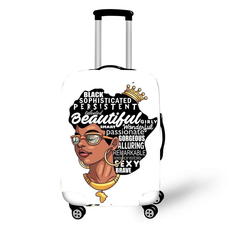 African Art Girl Travel Accessories Luggage Cover Suitcase Protection Baggage Dust Cover Stretch Fabrics 18-30inch
