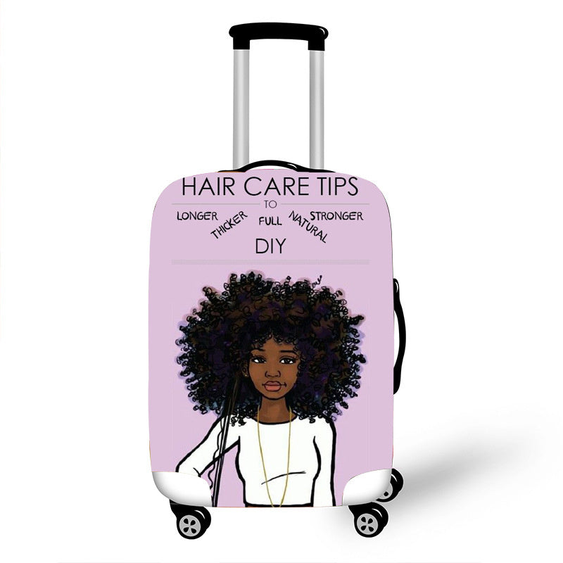 African Art Girl Travel Accessories Luggage Cover Suitcase Protection Baggage Dust Cover Stretch Fabrics 18-30inch