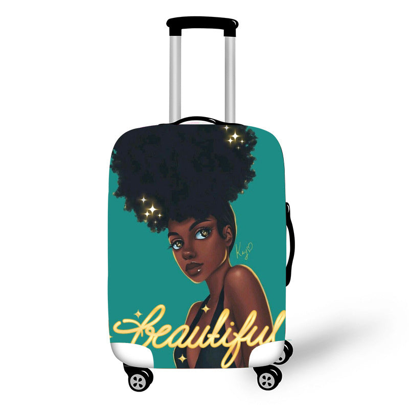 African Art Girl Travel Accessories Luggage Cover Suitcase Protection Baggage Dust Cover Stretch Fabrics 18-30inch