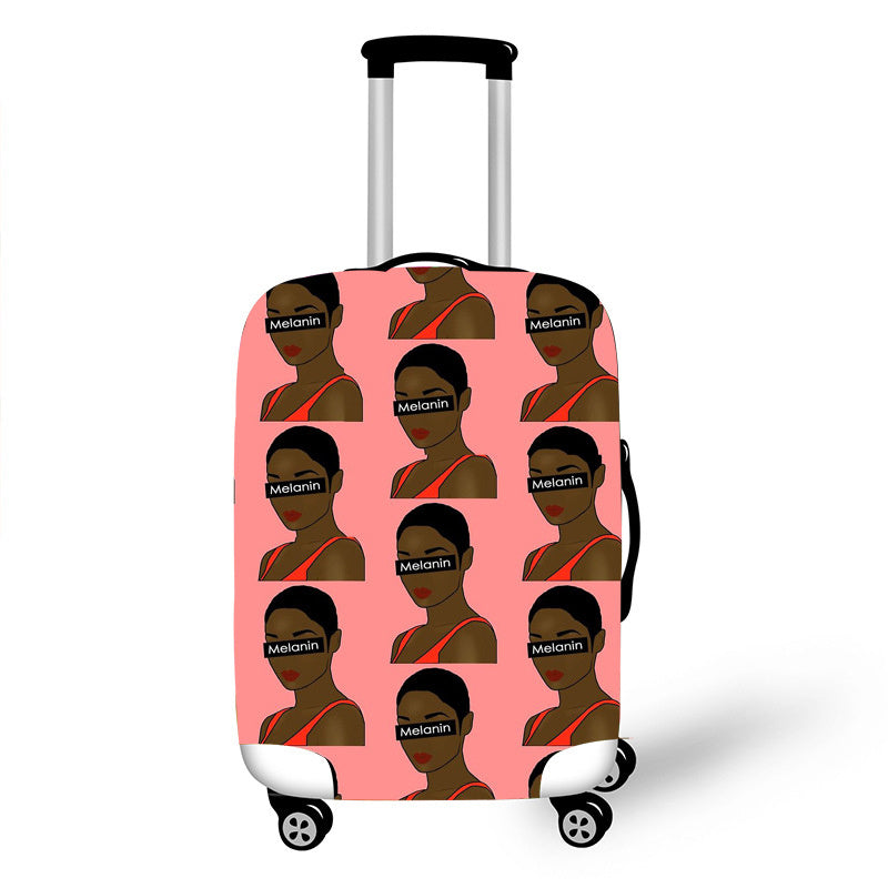African Art Girl Travel Accessories Luggage Cover Suitcase Protection Baggage Dust Cover Stretch Fabrics 18-30inch