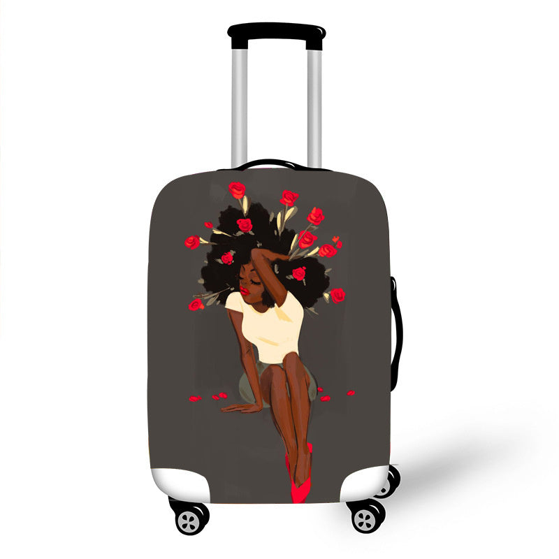 African Art Girl Travel Accessories Luggage Cover Suitcase Protection Baggage Dust Cover Stretch Fabrics 18-30inch