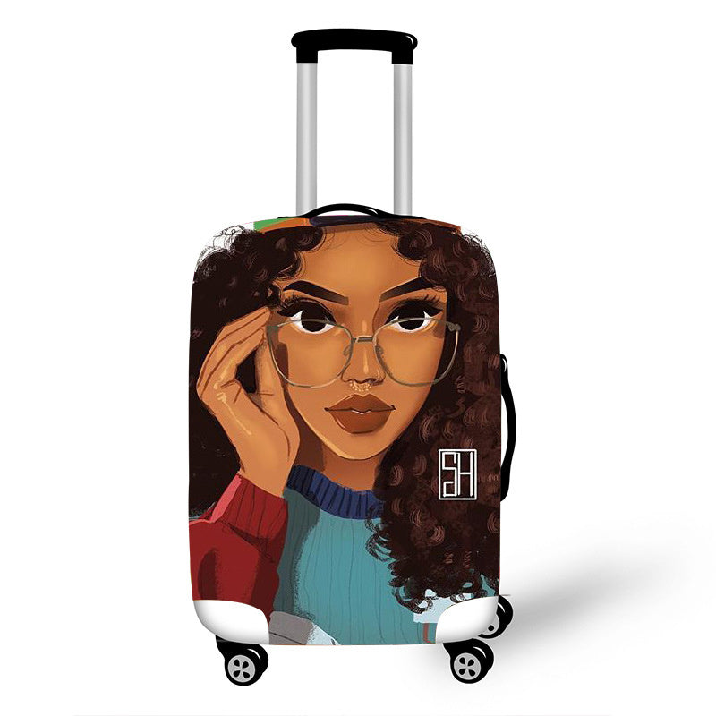 African Art Girl Travel Accessories Luggage Cover Suitcase Protection Baggage Dust Cover Stretch Fabrics 18-30inch