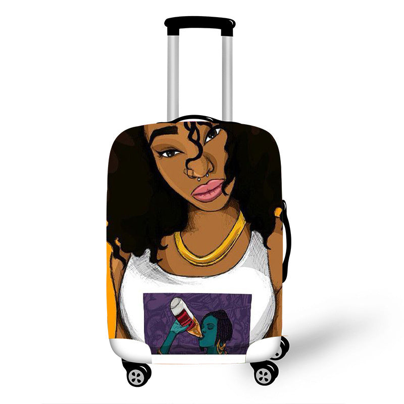 African Art Girl Travel Accessories Luggage Cover Suitcase Protection Baggage Dust Cover Stretch Fabrics 18-30inch