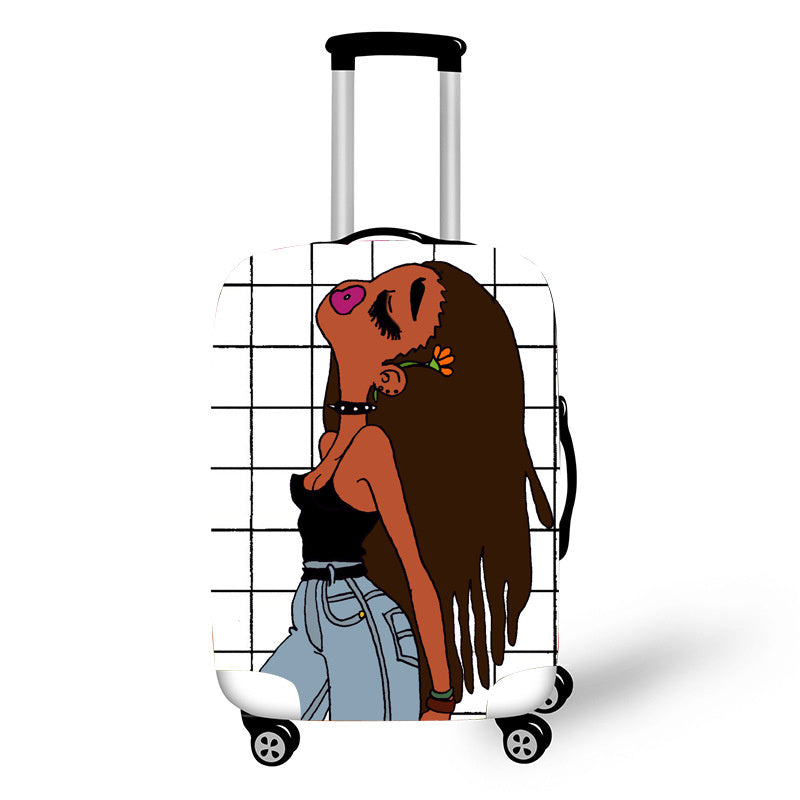 African Art Girl Travel Accessories Luggage Cover Suitcase Protection Baggage Dust Cover Stretch Fabrics 18-30inch