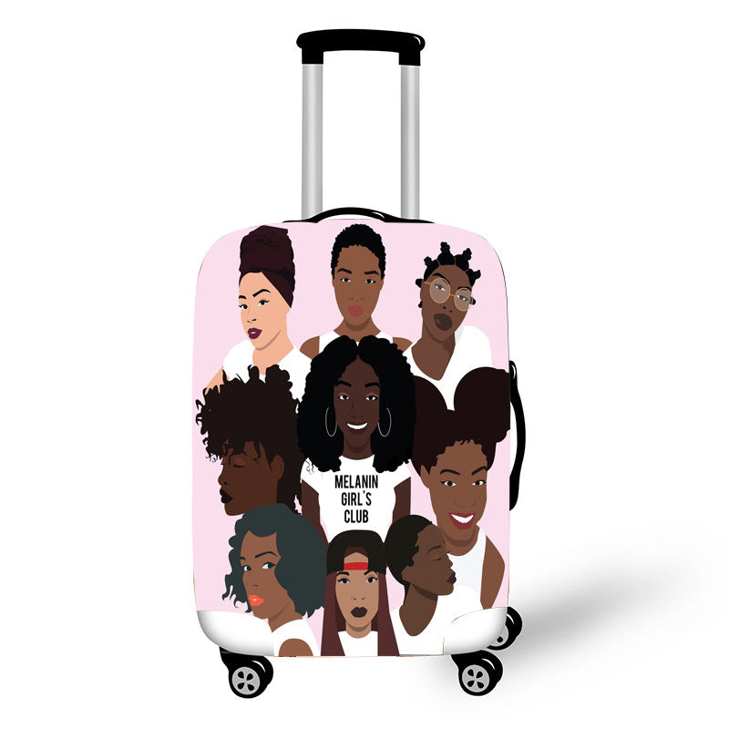 African Art Girl Travel Accessories Luggage Cover Suitcase Protection Baggage Dust Cover Stretch Fabrics 18-30inch
