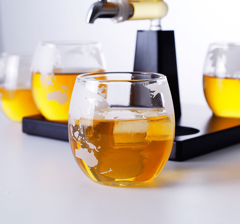 World Map Borosilicate Glass Wine Set – 1000ml Bottle & 4 Glasses