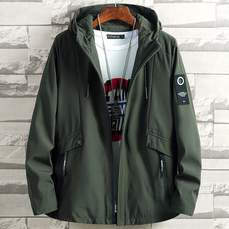 Spring And Autumn Fattening Plus Size Hooded Windbreaker