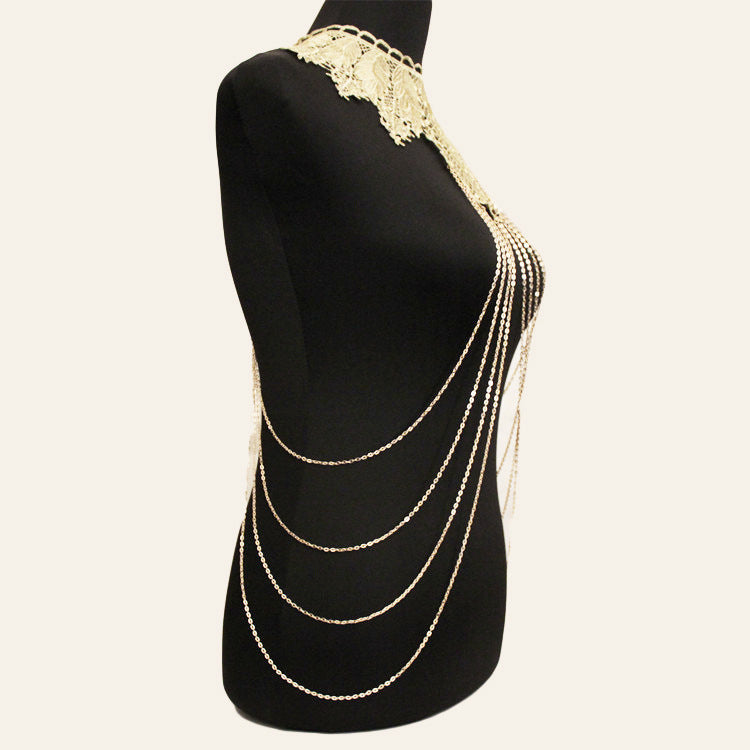 Luxury Lace Flower Leaf Body Chain Necklace