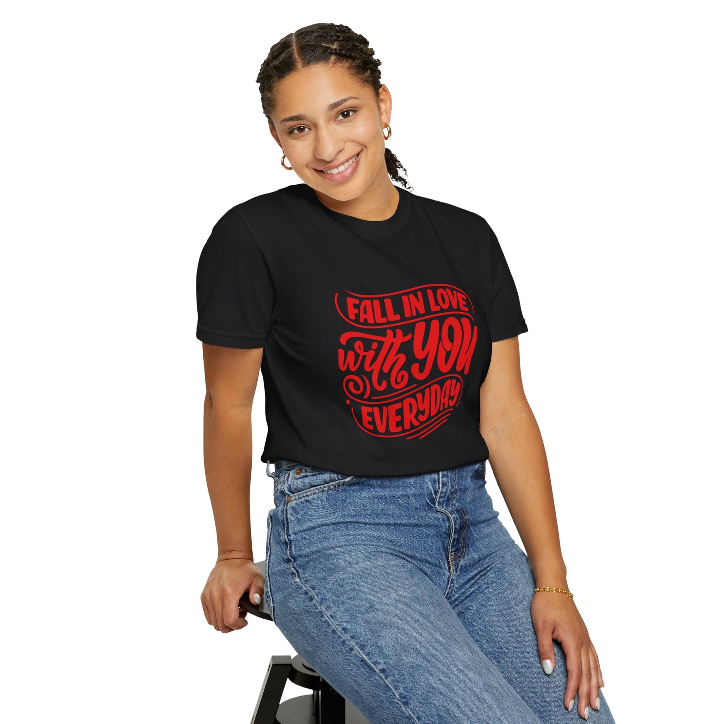 Fall in Love with YOU Quote T-shirt for Couples, Valentine's Day, Gifts for Him/Her, Casual Everyday Wear, Comfortable Unisex Tee