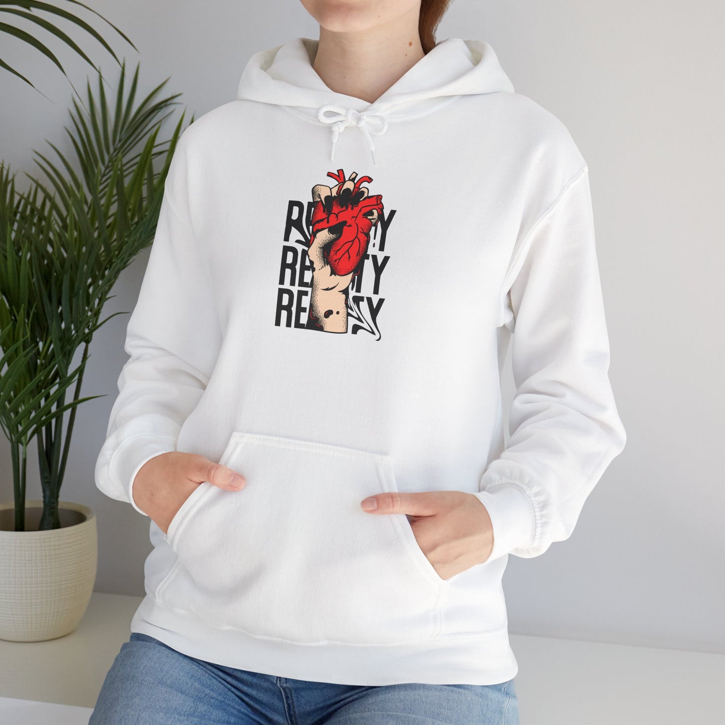 Reality-Themed Unisex Heavy Blend Hoodie for Daily Inspiration, Motivational Sweatshirt, Cozy Gift for Friends, Statement Apparel, [...]