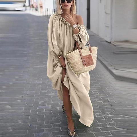 Casual Solid Color Plus Size Long Dress