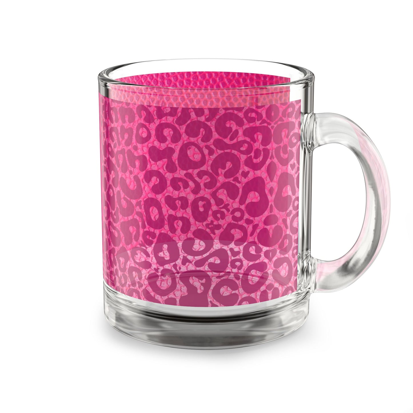 Custom Name Pink Leopard Print Glass Mug 10oz