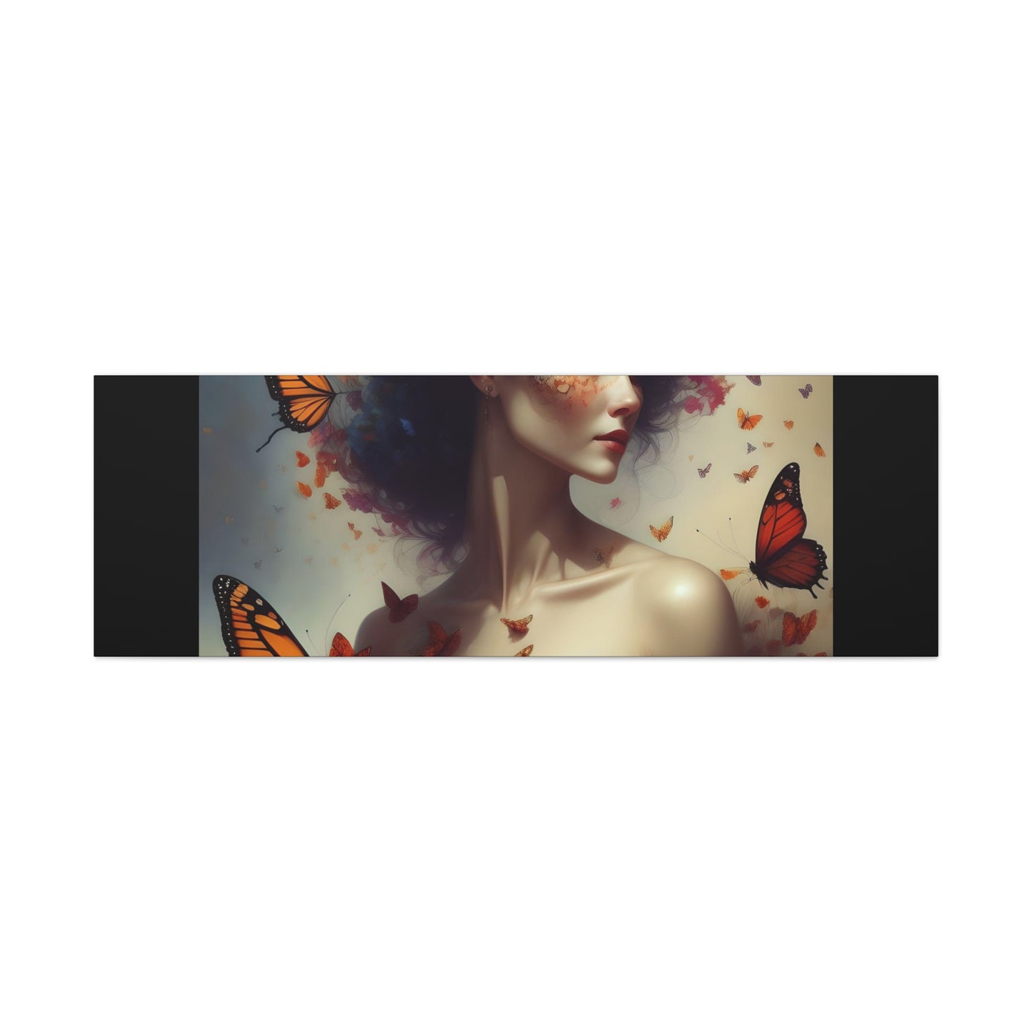 Canvas Wall Art - Butterfly Woman Print, Floral Home Decor, Unique Gift for Nature Lovers, Birthday Decoration, Whimsical Art