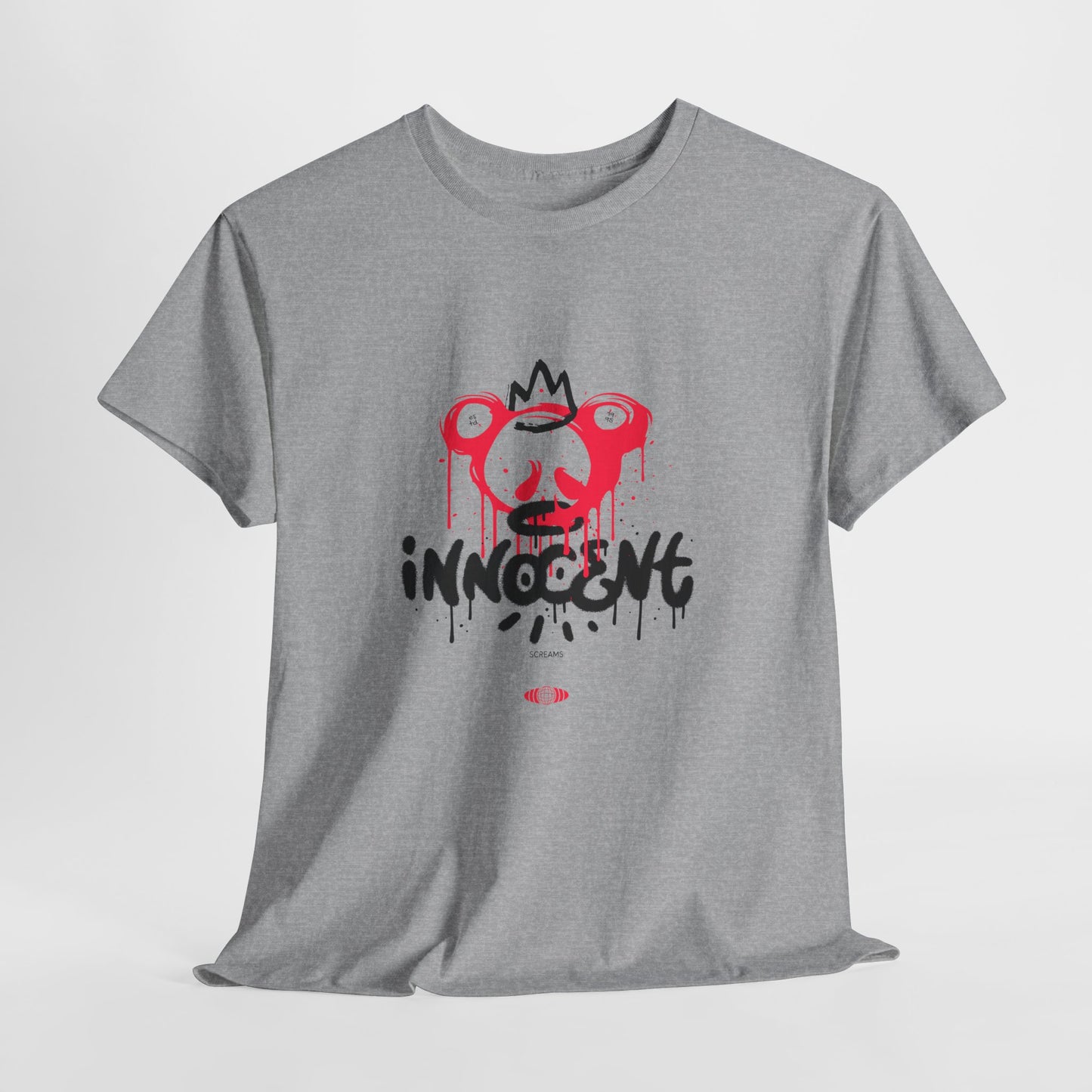 Edgy Graphic Tee: 'Innocent' Design, Urban Fashion, Streetwear, Unisex Cotton T-Shirt, Music Festivals, Casual Wear