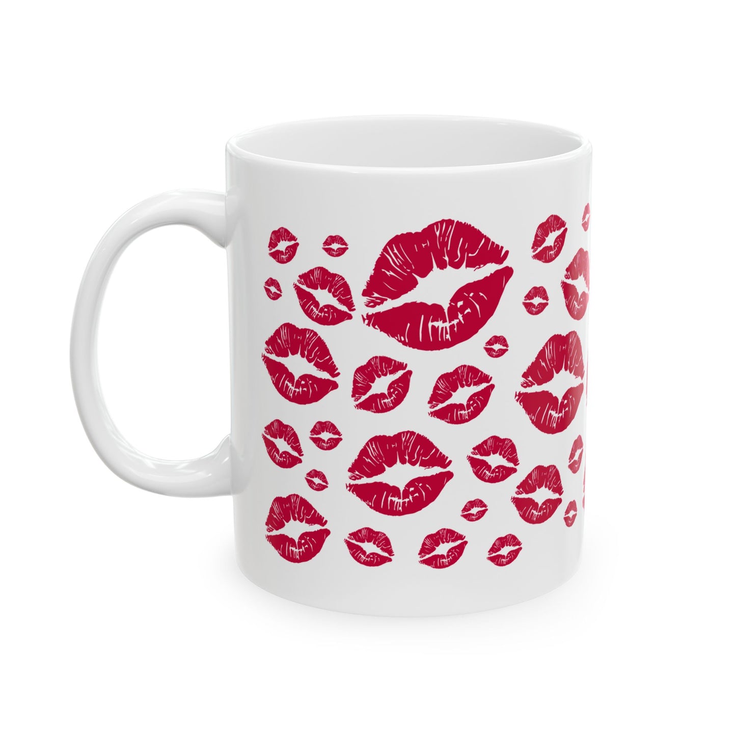 Romantic Kiss Print Ceramic Mug, Perfect for Valentine's Day Gift, Couples Coffee Mug, Lip Print Tea Cup, Cute Kitchen Decor