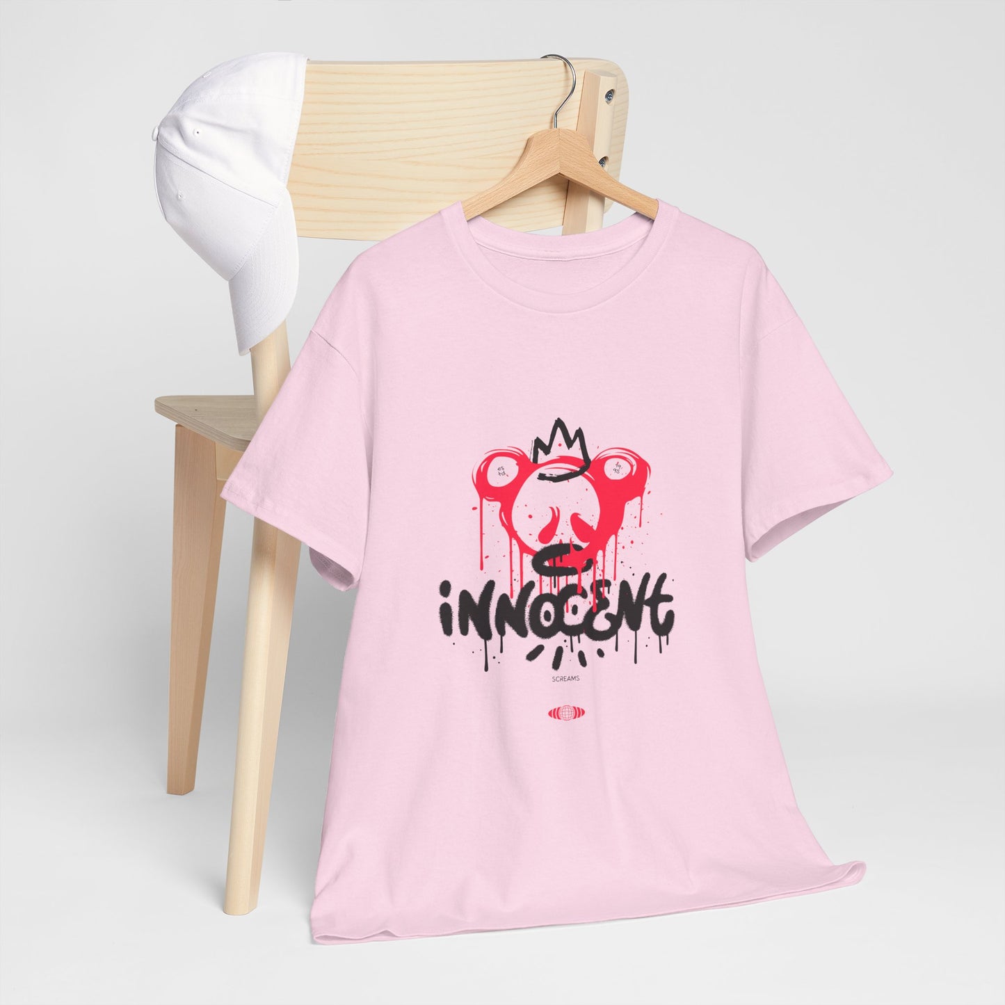 Edgy Graphic Tee: 'Innocent' Design, Urban Fashion, Streetwear, Unisex Cotton T-Shirt, Music Festivals, Casual Wear