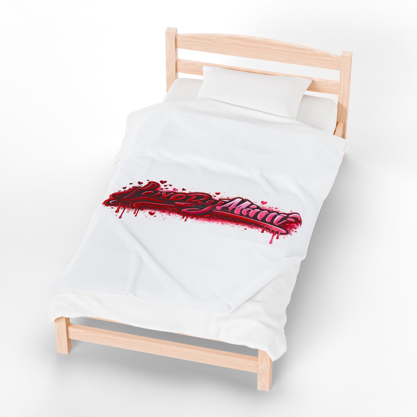 Luxe By Mimi Velvet Plush Blanket — Heart Drip Graphic Cozy Throw