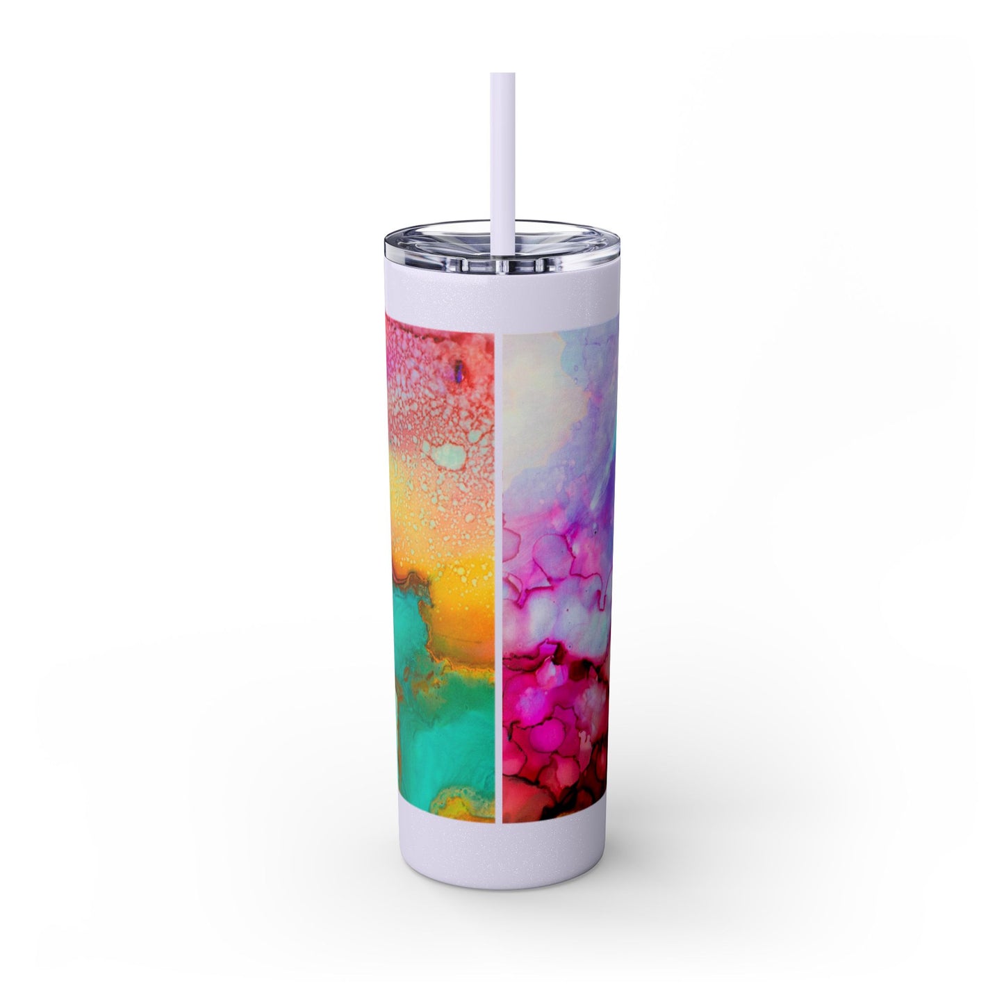 Beautiful Watercolor Splatter Skinny Tumbler with Straw - 20oz, Vibrant Colorful Drinkware for Every Occasion, Perfect Gift for Friends, Reusable Travel Mug, Water [...]