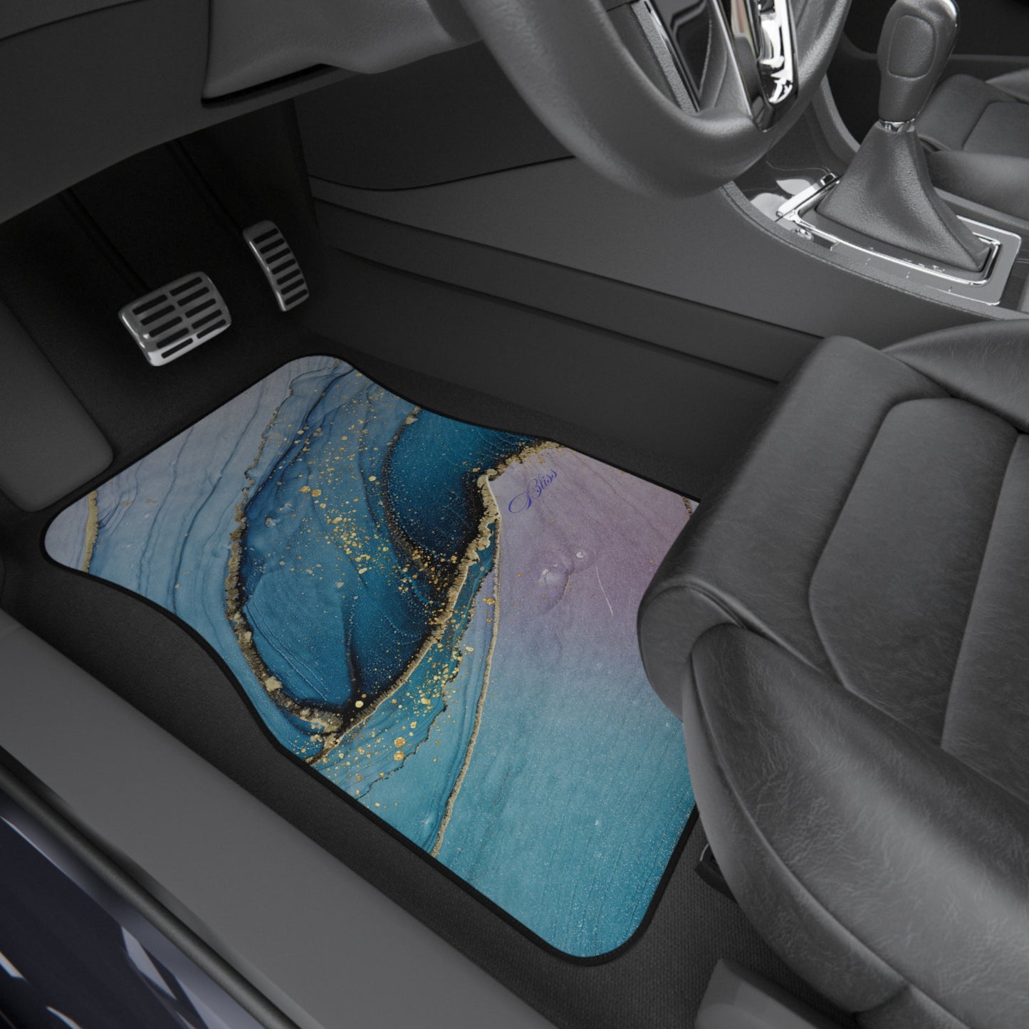 Elegant Blue Marble Car Mats, Luxe Vehicle Accessories, Custom Auto Mats, Stylish Car Interior Decor, Ocean-Inspired Floor Mats