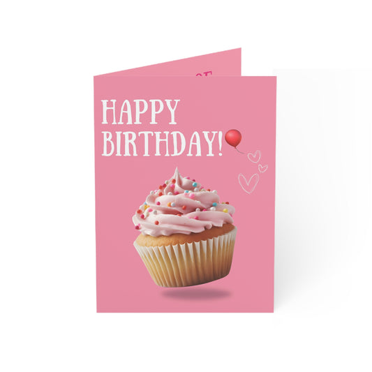 Happy Birthday Cupcake Greeting Cards - Festive Celebration Cards for Parties, Love Notes, Birthday Wishes, Stationery Set