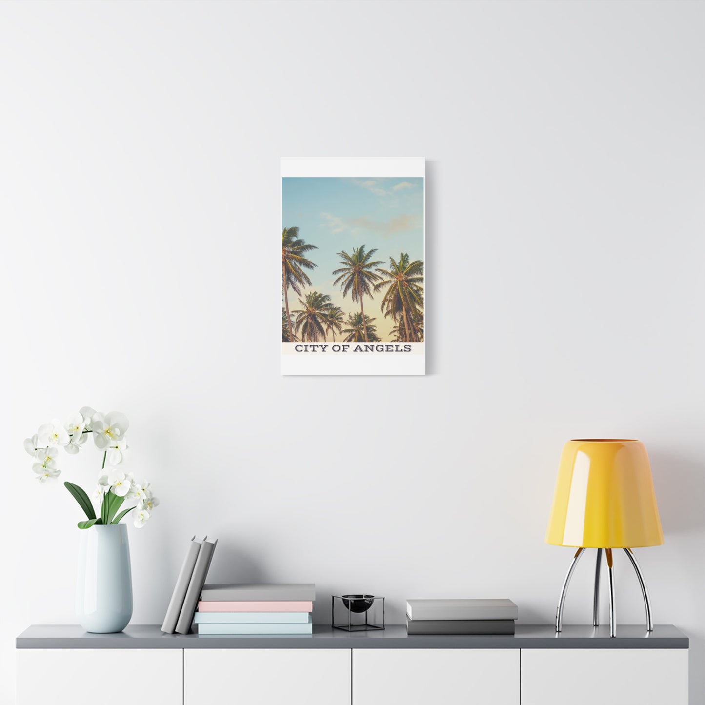Tropical Palm Tree Canvas Print, City of Angeles Tropical Wall Art, Los Angeles Beach Decor, California Nature Photography, Home Decoration, Gift for Beach Lovers
