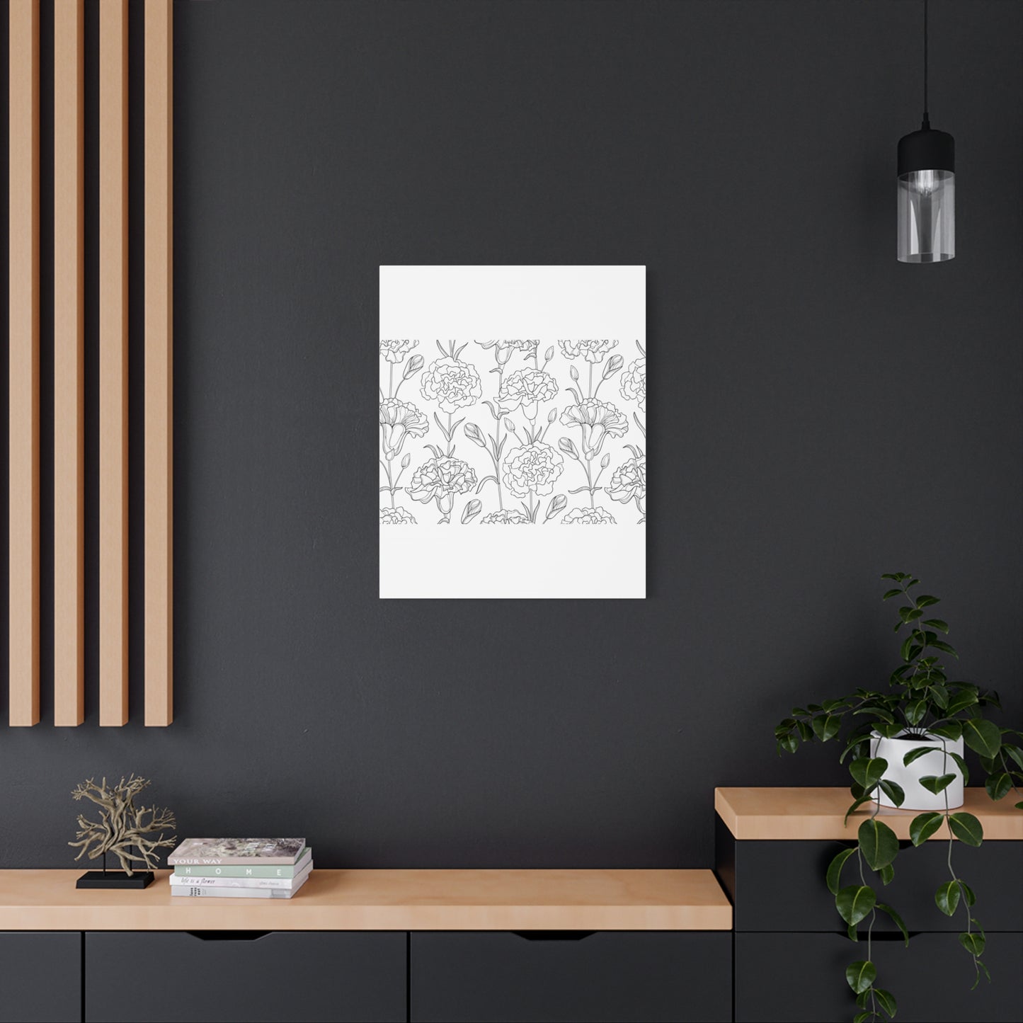 Floral Canvas Art, Stretched Wall Decor, Home Gift, Botanical Print, Modern Design, Matte Finish