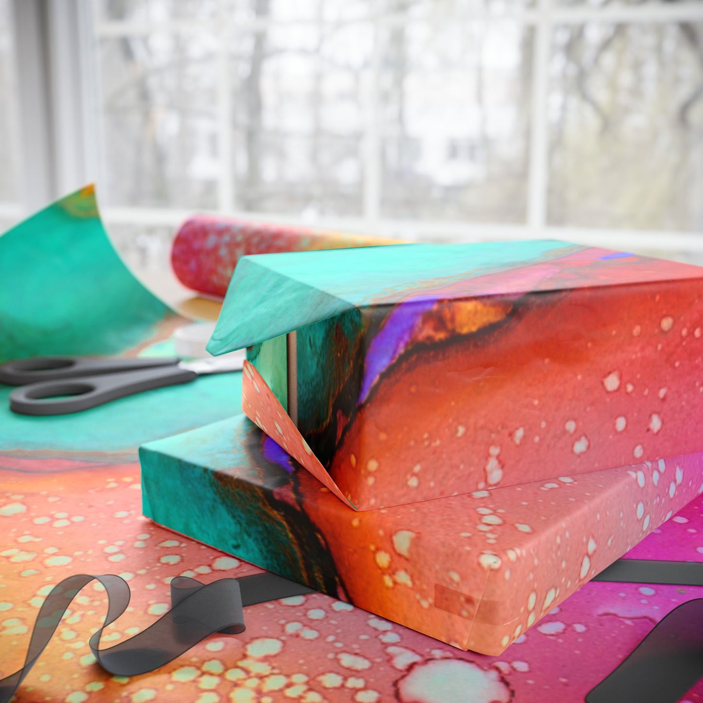 Vibrant Abstract Wrapping Paper | Colorful Gift Wrap for Parties, Birthdays, Weddings, Holidays, Creative Packaging